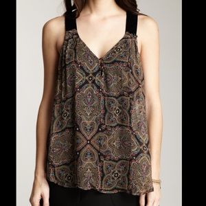 Ella Moss paisley print velvet strap tank top